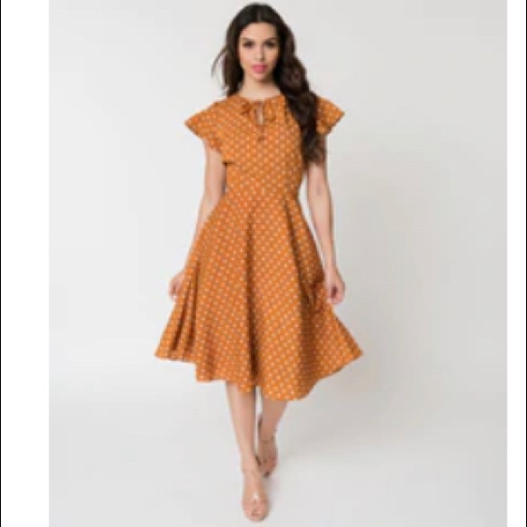 Unique Vintage Dresses & Skirts - Unique Vintage Mustard Formosa Dress